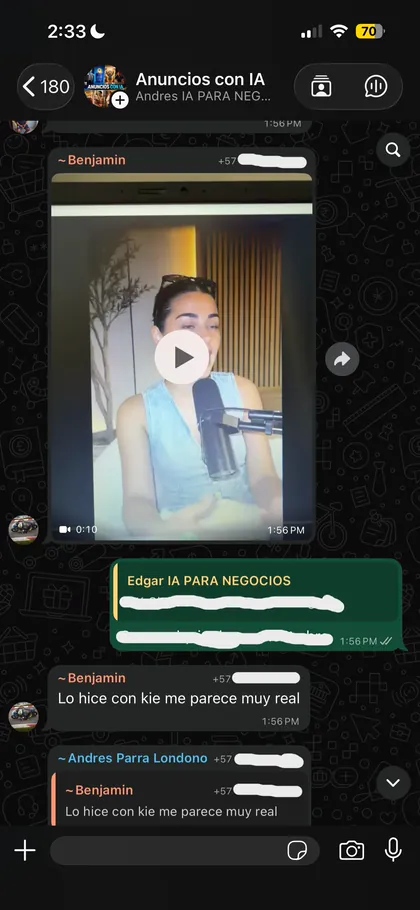 Testimonio de alumno en el grupo de WhatsApp 15