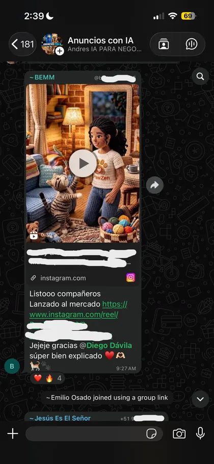 Testimonio de alumno en el grupo de WhatsApp 4