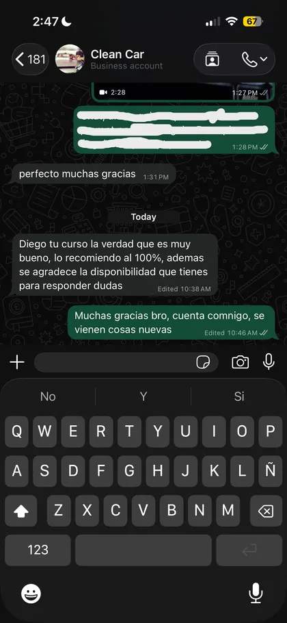 Testimonio de alumno en el grupo de WhatsApp 11