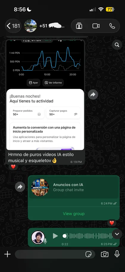 Testimonio de alumno en el grupo de WhatsApp 5