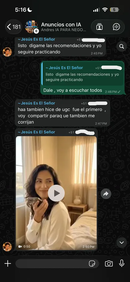 Testimonio de alumno en el grupo de WhatsApp 7